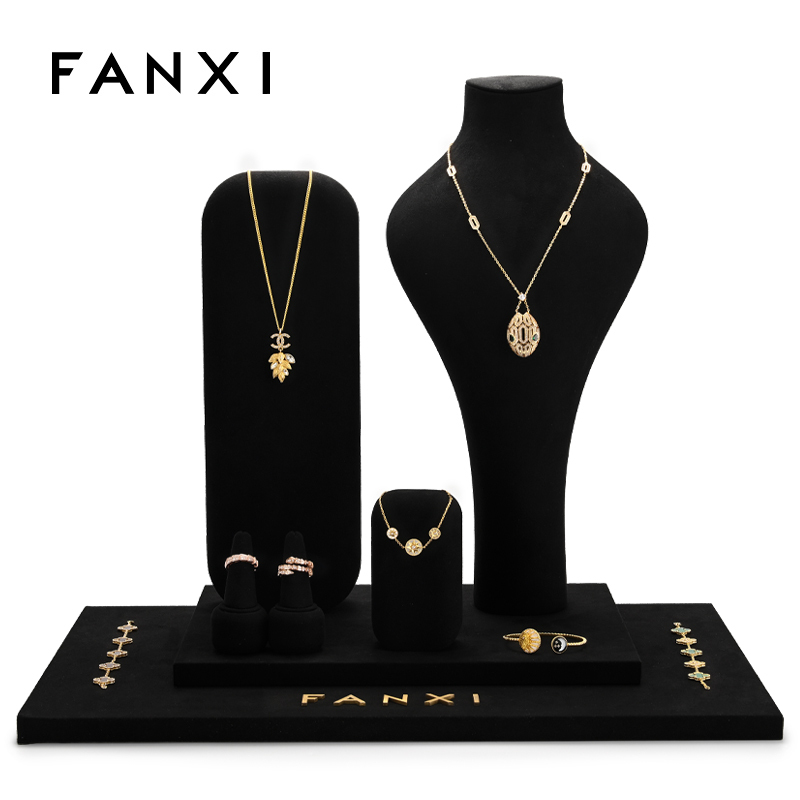 FANXI New Arrival black microfiber jewelry set