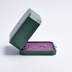 FANXI Customized Luxury Dark green Pu Leather With Microfiber For Necklace Bangle Pendant With Metal Button