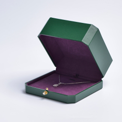 FANXI Customized Luxury Dark green Pu Leather With Microfiber For Necklace Bangle Pendant With Metal Button