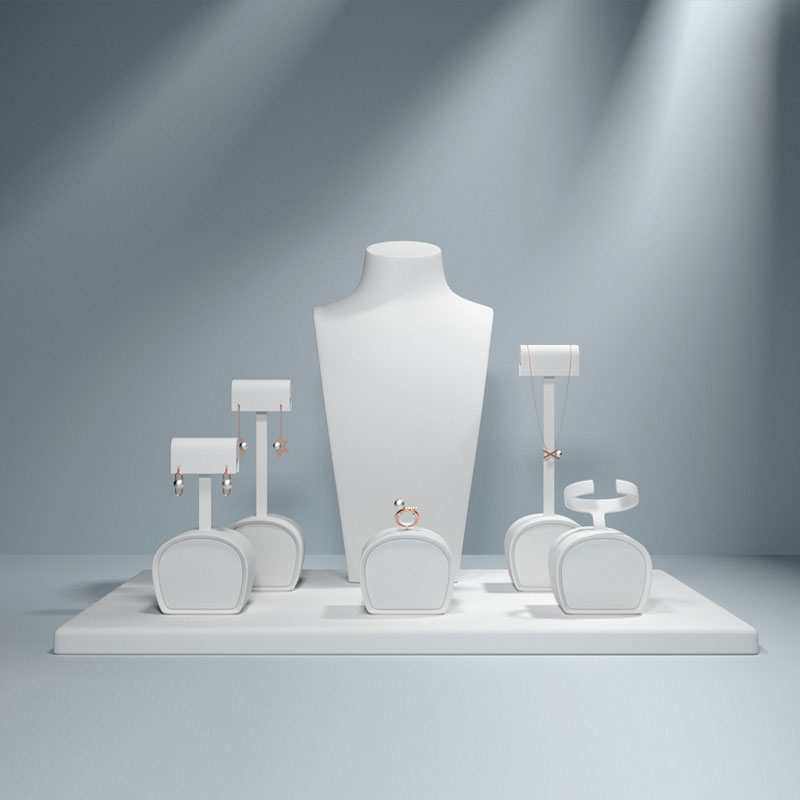 FANXI white pu leather jewelry display set
