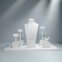 FANXI white pu leather jewelry display set