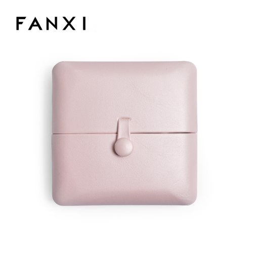 FANXI Wholesale New Arrival Pink PU Leather Jewelry Box Ring Earrings Pendant Necklace Box Jewelry Packaging