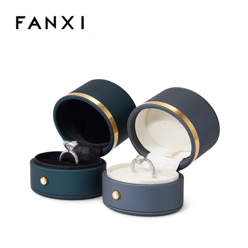 FANXI New Arrival Black leather jewelry packaging box for ring earring pendant