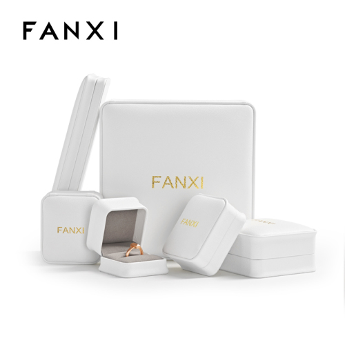 FANXI New design White PU leather jewelry box jewelry ring pendant bangle jewelry box