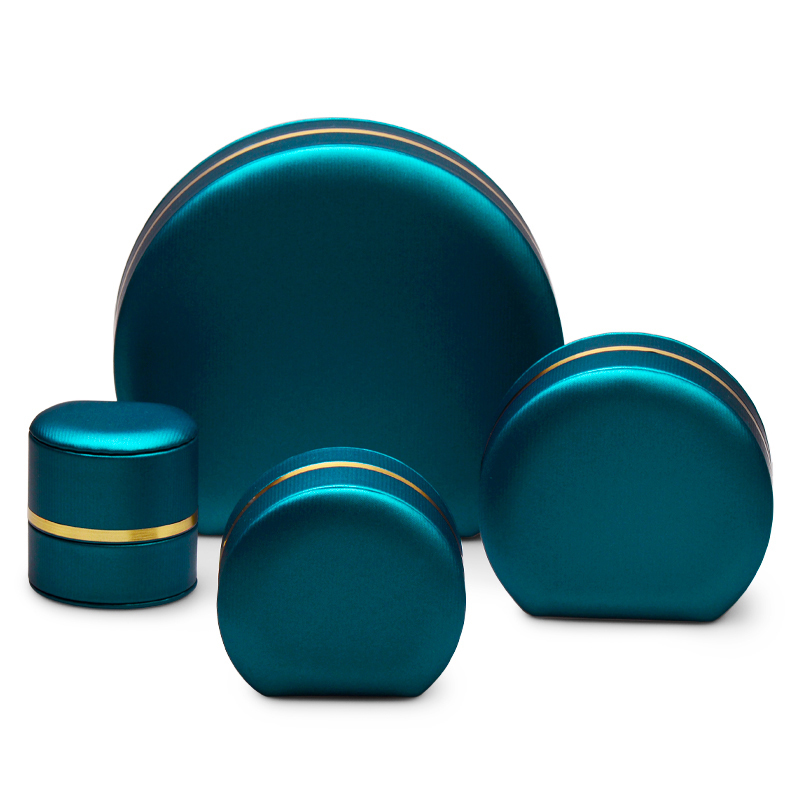 FANXI new luxury Dark Blue jewelry boxes round shape for ring earring pendant necklace jewelry box set
