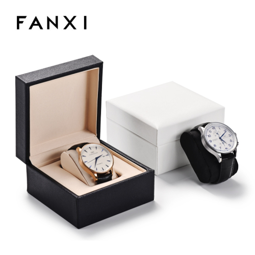 FANXI New arrivals luxury white and black pu leather microfiber luxury watch boxes storage watch box with custom logo