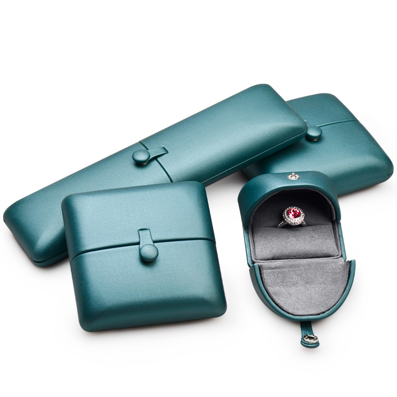 FANXI Wholesale New Arrival Dark blue PU Leather Jewelry Box Ring Earrings Pendant Necklace Box Jewelry Packaging