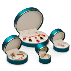 FANXI new luxury Dark Blue jewelry boxes round shape for ring earring pendant necklace jewelry box set