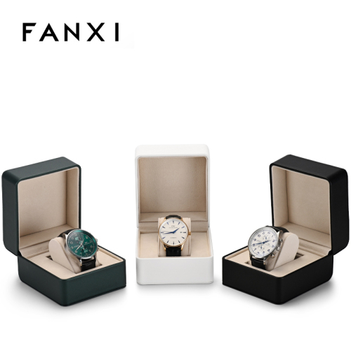 FANXI China new arrivals white and black pu leather microfiber luxury watch boxes storage watch box with custom logo