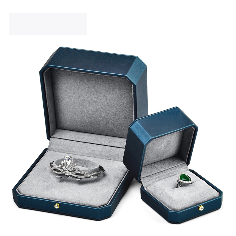FANXI New Arrival Blue Pu leather Gift box jewelry Inside Microfiber for Bracelet and Long chain Accept custom logo
