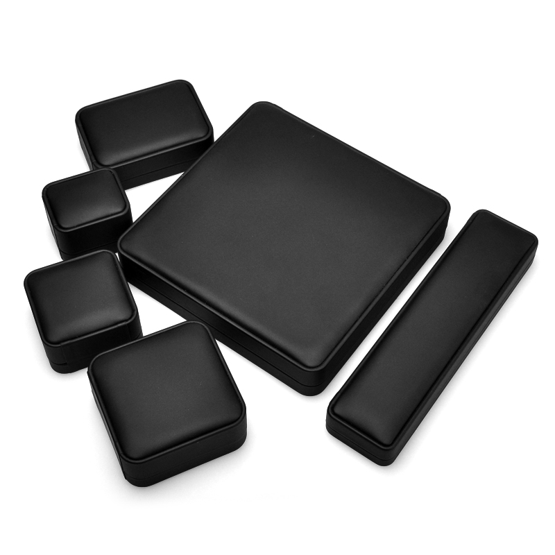 FANXI New Custom Logo Material Printed Black Leather Jewelry Packaging Box for Ring Pedant Bracelet Chain