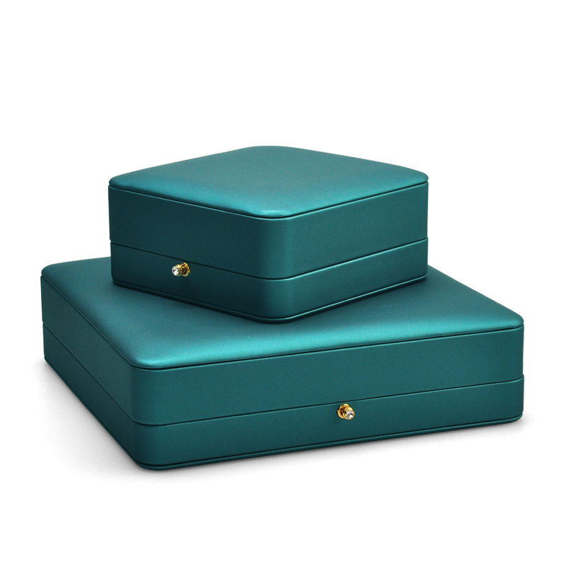 FANXI New Green Leather Round Button Small Spring Bar Super Fiber Ring Jewelry Packaging Box With Logo