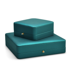FANXI New Green Leather Round Button Small Spring Bar Super Fiber Ring Jewelry Packaging Box With Logo
