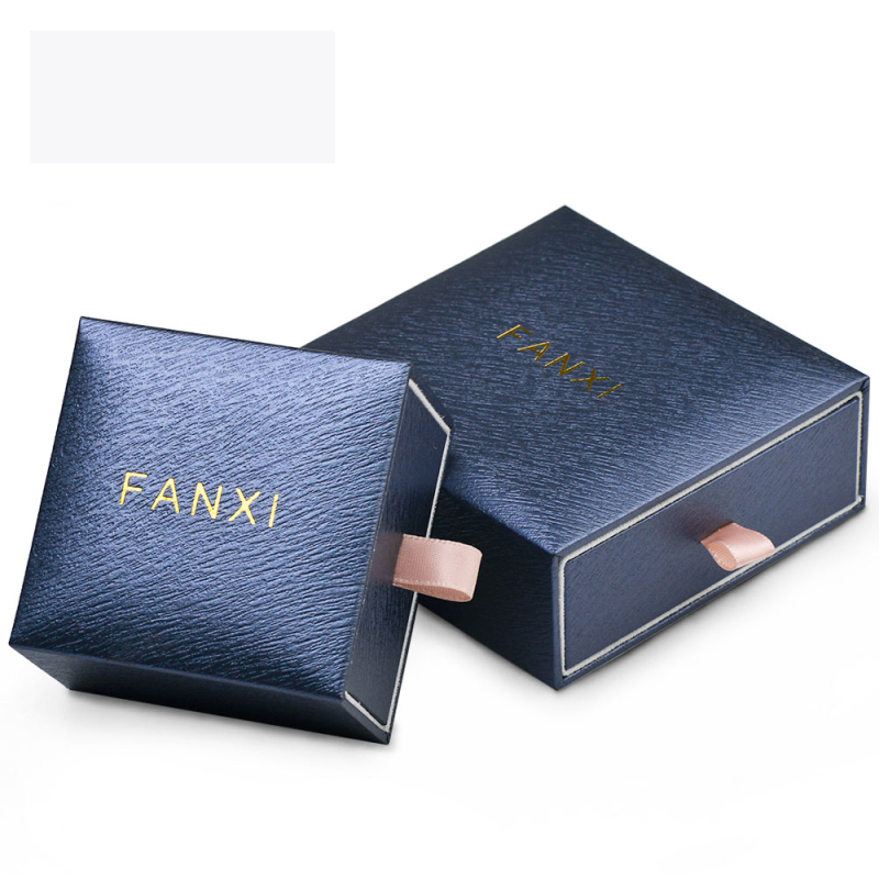 FANXI New Arrival Blue and red Leatherette paper Gift box jewelry Inside Microfiber for Bracelet and Long chain Accept custom logo