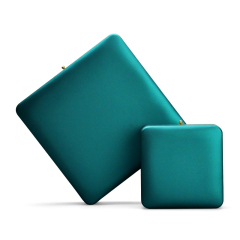 FANXI New Green Leather Round Button Small Spring Bar Super Fiber Ring Jewelry Packaging Box With Logo
