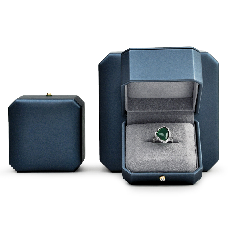 FANXI New Arrival Blue Pu leather Gift box jewelry Inside Microfiber for Bracelet and Long chain Accept custom logo