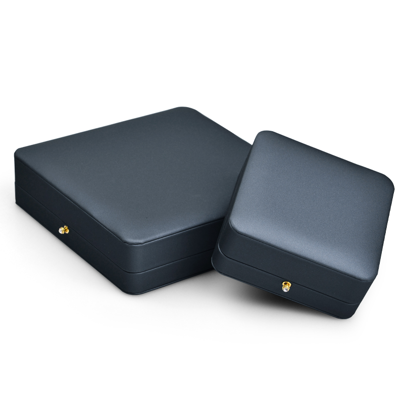 FANXI New Grey Leather Round Button Small Spring Bar Super Fiber Ring Jewelry Packaging Box With Logo