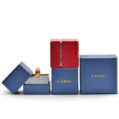 FANXI New Custom Logo Blue and Red drawer box cardboard Packaging Box for Ring Pedant Bracelet Chain