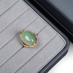 FANXI New Grey Leather Round Button Small Spring Bar Super Fiber Ring Jewelry Packaging Box With Logo