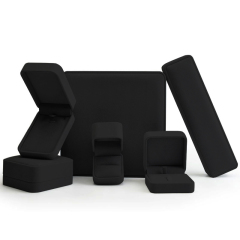 FANXI Luxury Jewelry packaging Boxes with Black PU Leather Wedding rings Gift Jewelry Packaging for ring necklace full set Jewelry Box