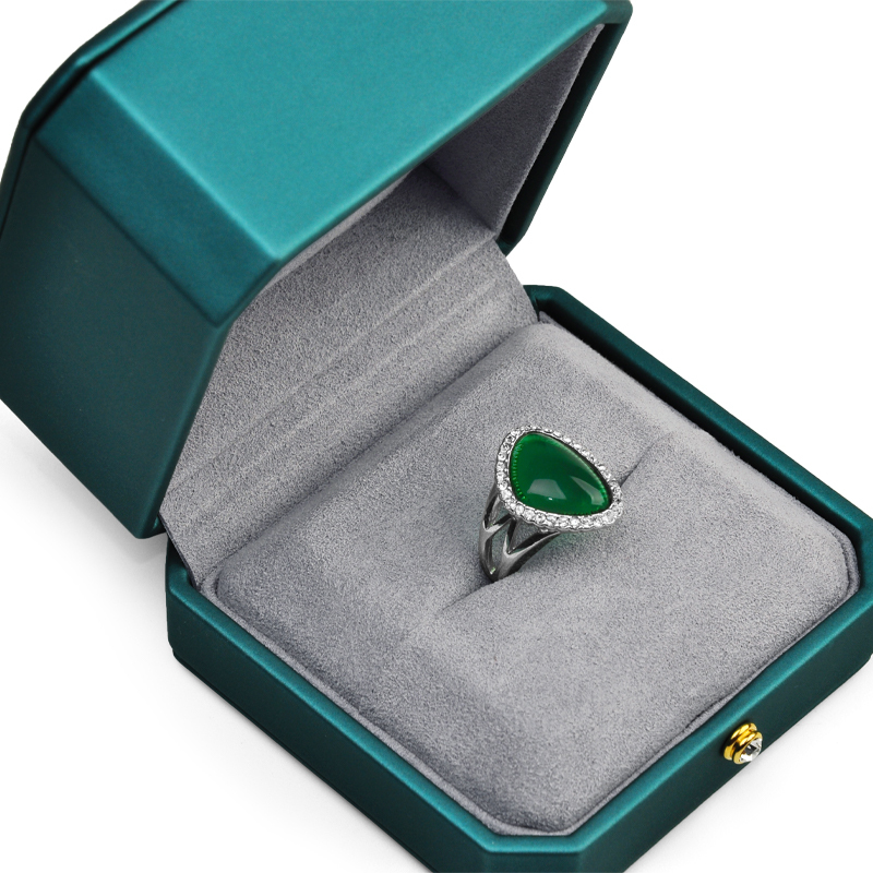 FANXI New Arrival Green Pu leather Gift box jewelry Inside Microfiber for Bracelet and Long chain Accept custom logo