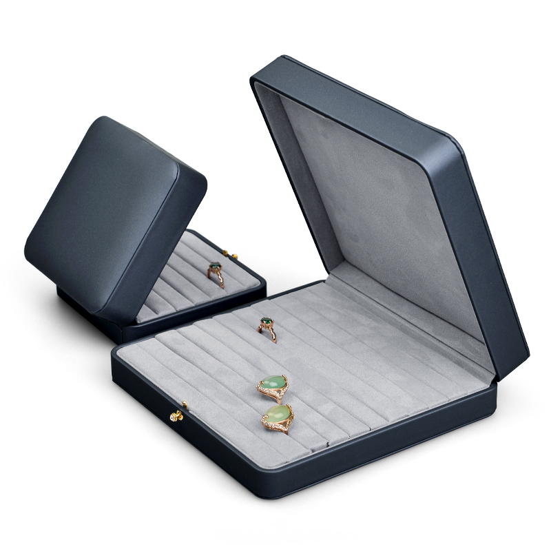 FANXI New Grey Leather Round Button Small Spring Bar Super Fiber Ring Jewelry Packaging Box With Logo