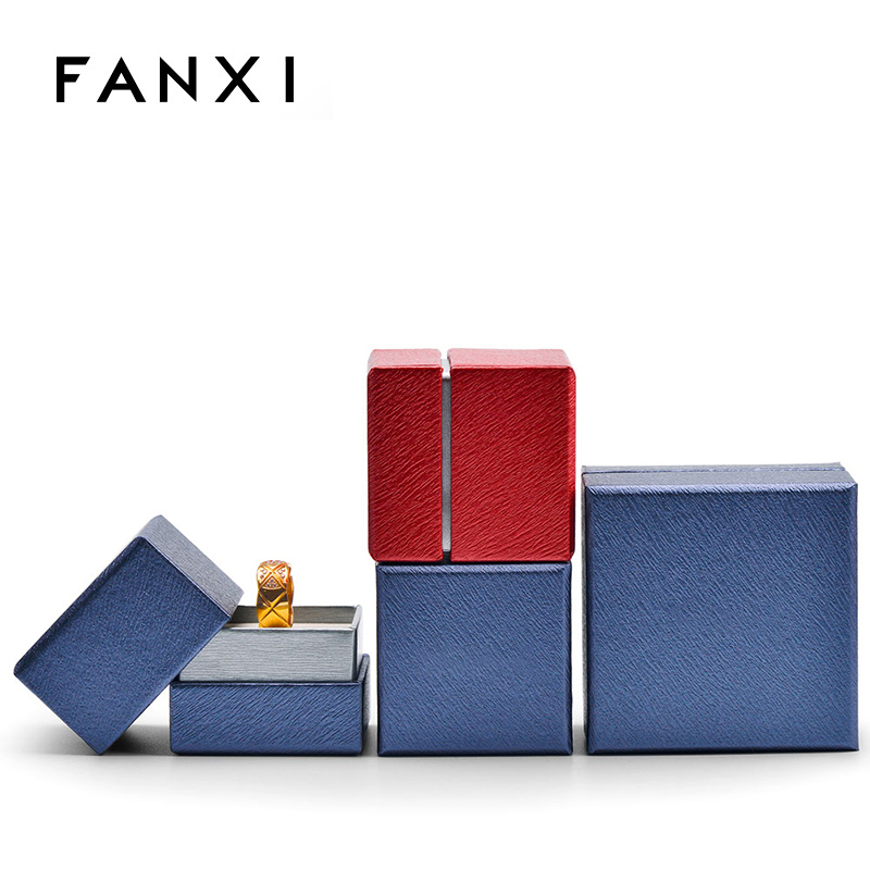FANXI New Custom Logo Blue and Red drawer box cardboard Packaging Box for Ring Pedant Bracelet Chain