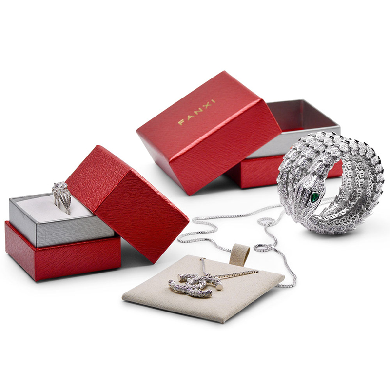 FANXI New Custom Logo Blue and Red drawer box cardboard Packaging Box for Ring Pedant Bracelet Chain