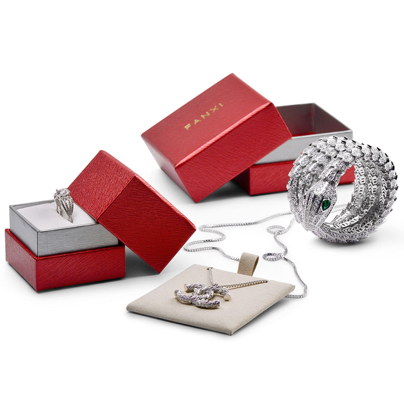 FANXI New Custom Logo Blue and Red drawer box cardboard Packaging Box for Ring Pedant Bracelet Chain