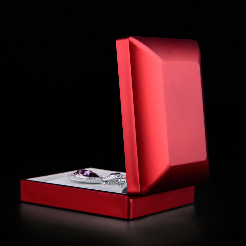 FANXI Customized hot selling Red rubber LED light jewelry packaging box ring Pendant Bracelet Packaging Storage Gift Box