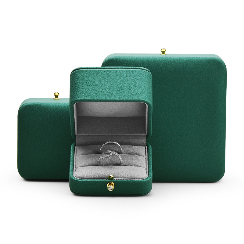 FANXI Green Jewelry Packaging Box Set Luxury PU Leather Jewellery Box for Ring Pendant Bangle Bracelet