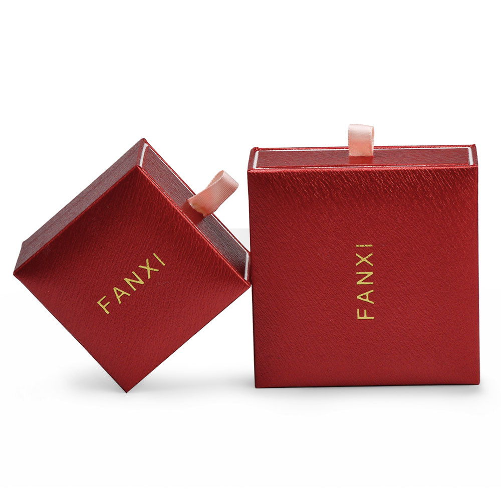 FANXI New Arrival Blue and red Leatherette paper Gift box jewelry Inside Microfiber for Bracelet and Long chain Accept custom logo