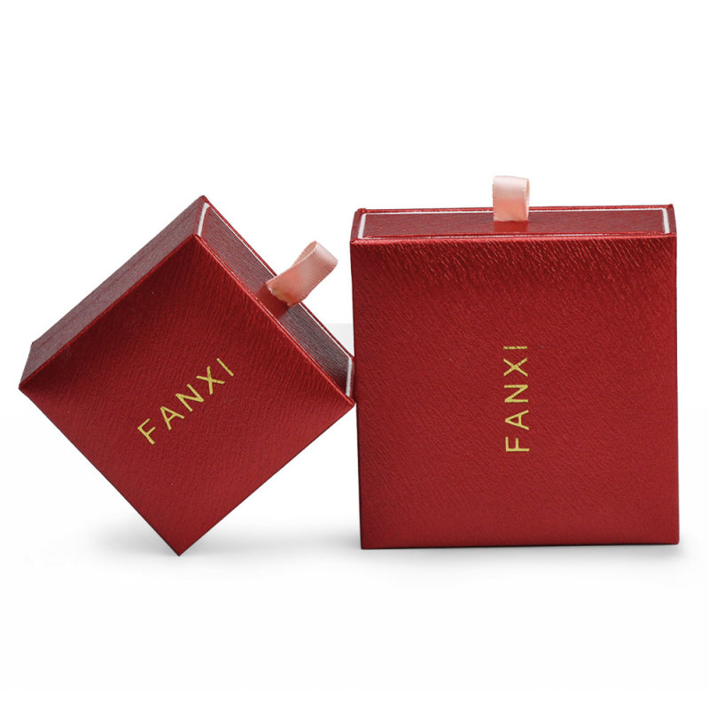 FANXI New Arrival Blue and red Leatherette paper Gift box jewelry Inside Microfiber for Bracelet and Long chain Accept custom logo