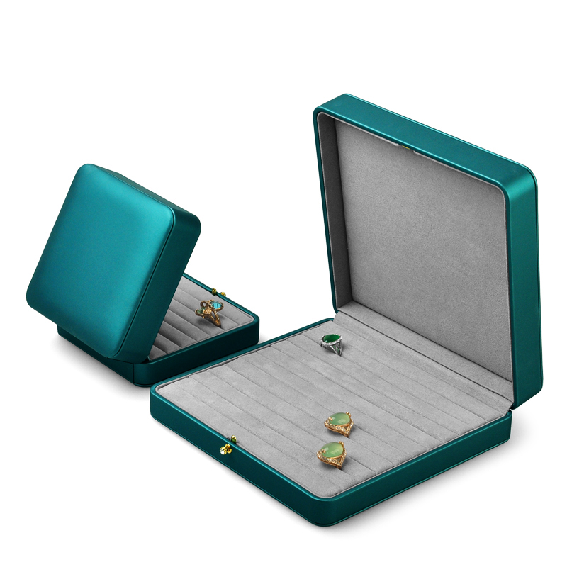 FANXI New Green Leather Round Button Small Spring Bar Super Fiber Ring Jewelry Packaging Box With Logo