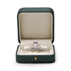 FANXI Customized High-end Green Pu leather with velvet jewelry packaging box ring Pendant Bracelet Packaging Storage Box