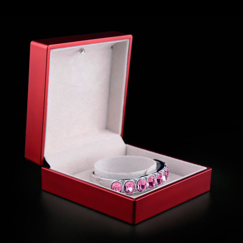 FANXI Customized hot selling Red rubber LED light jewelry packaging box ring Pendant Bracelet Packaging Storage Gift Box