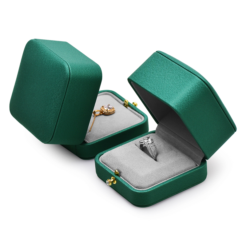 FANXI Green Jewelry Packaging Box Set Luxury PU Leather Jewellery Box for Ring Pendant Bangle Bracelet