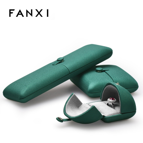 FANXI Newest Luxury jewelry box Green Pu leather With Buckle Jewellery Packaging Gift boxes Jewelry Packing Box