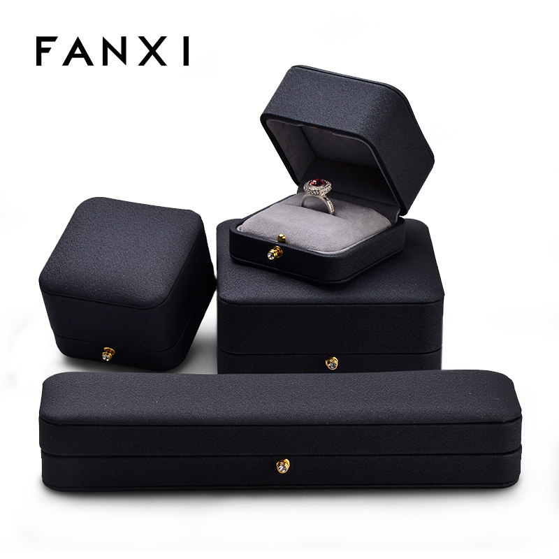 FANXI Newest Jewelry Gray Luxury Jewelry Box Jewelry Packaging Box Ring Bracelet Pendant Custom Logo
