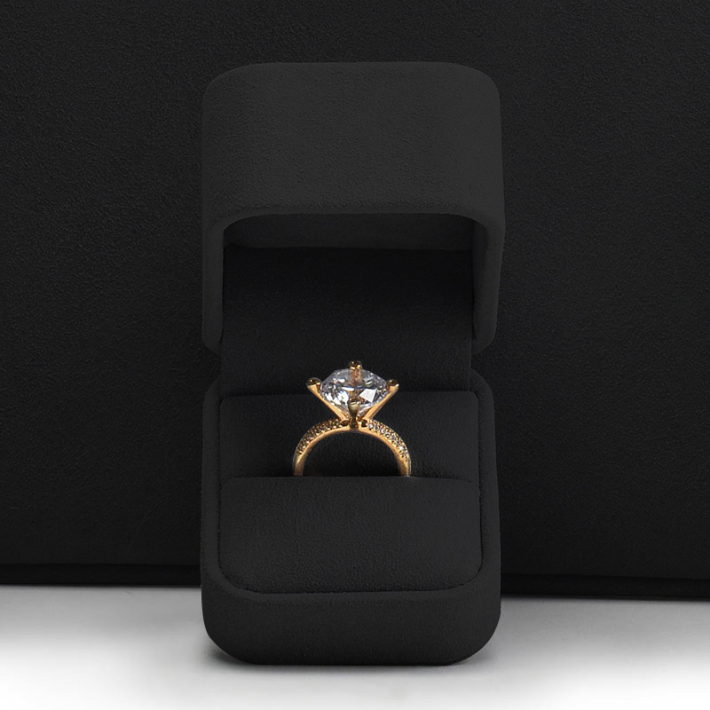 FANXI Luxury Jewelry packaging Boxes with Black PU Leather Wedding rings Gift Jewelry Packaging for ring necklace full set Jewelry Box