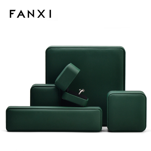 FANXI Newest high-end dark green Pu leather jewelry box packaging with logo