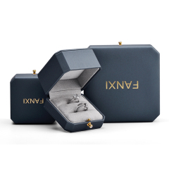 FANXI Luxury Jewelry Ring Box PU Leather Microfiber Wedding rings Gift Jewelry Packaging With Out Paper Custom Box
