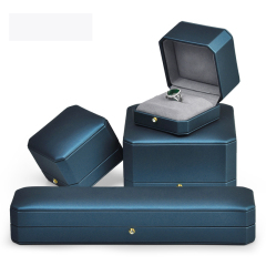 FANXI New Arrival Blue Pu leather Gift box jewelry Inside Microfiber for Bracelet and Long chain Accept custom logo