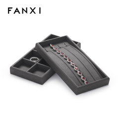 FANXI Customise colour multi-function leather jewellery display tray with microfiber inside
