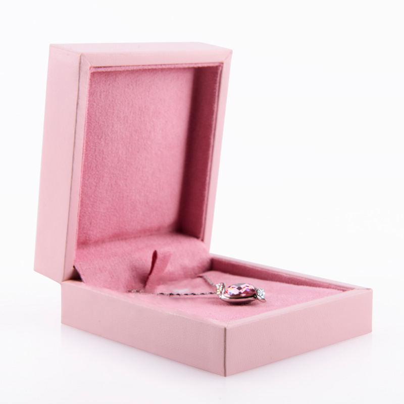 FANXI Custom Vintage Pink leatherette Paper Gift Boxes Storage Necklace Ring Bangle Jewelry Packing Box
