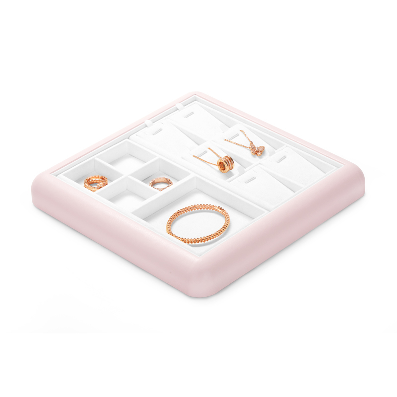 FANXI Custom colour leather jewelry display tray with microfiber inside