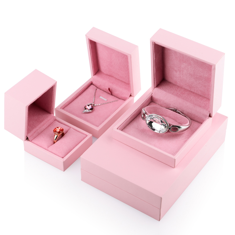 FANXI Custom Vintage Pink leatherette Paper Gift Boxes Storage Necklace Ring Bangle Jewelry Packing Box