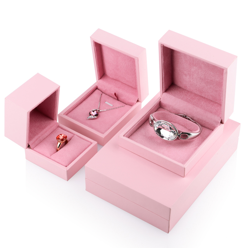 FANXI Custom Vintage Pink leatherette Paper Gift Boxes Storage Necklace Ring Bangle Jewelry Packing Box