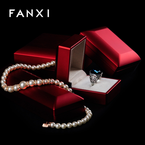 FANXI Customized hot selling Red rubber LED light jewelry packaging box ring Pendant Bracelet Packaging Storage Gift Box