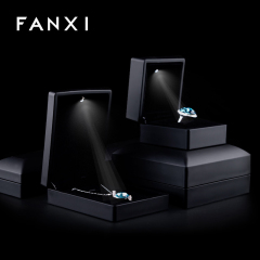 FANXI New Hot Selling Black Spray Paint Suede Insert Ring Boxes with outer paper Gift box Packaging Jewelry Boxes